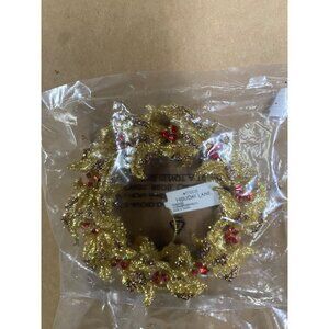 Holiday Lane Renaissance Angel Gold Tone Wreath Christmas Tree Ornament 5" H NWT